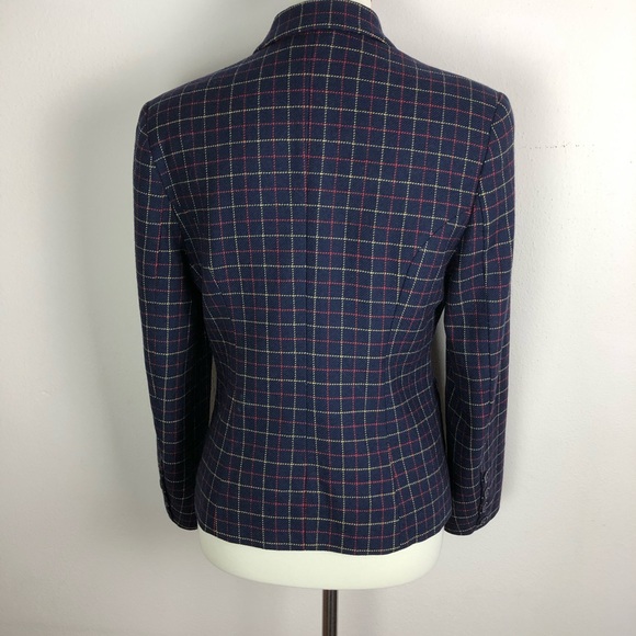 Sisley Made in Italy Window Pane Check Lady Jacket Pure Wool Size Small - Picture 7 of 13